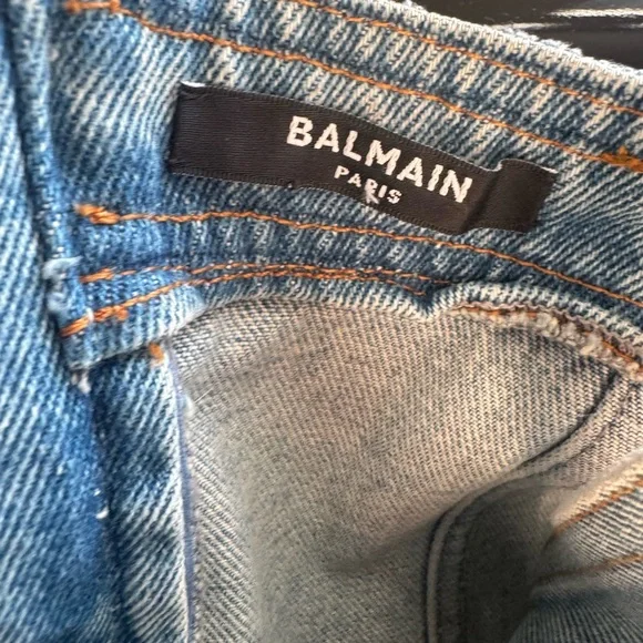 Balmain Paris Denim & Pink Tweed Houndstooth Mini Dress with Gold Buttons - Picture 8 of 13